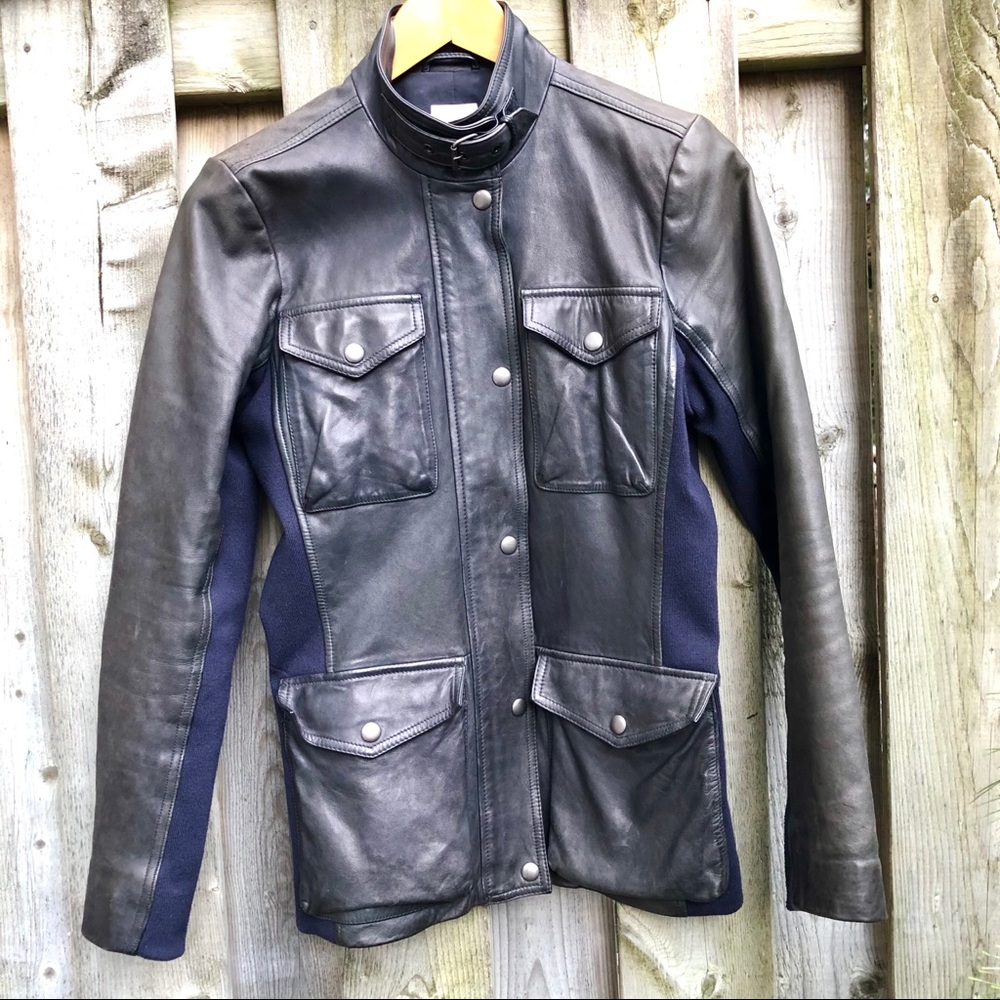 GAP Blue Grey Retro Leather Jacket